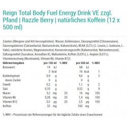 Reign Total Body Fuel Energy Amino Drink Razzle Berry 500ml