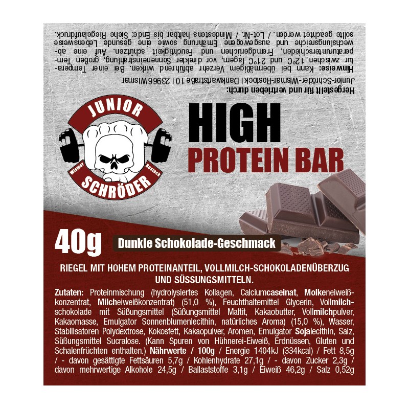 High Protein Riegel Dunkle Schokolade
